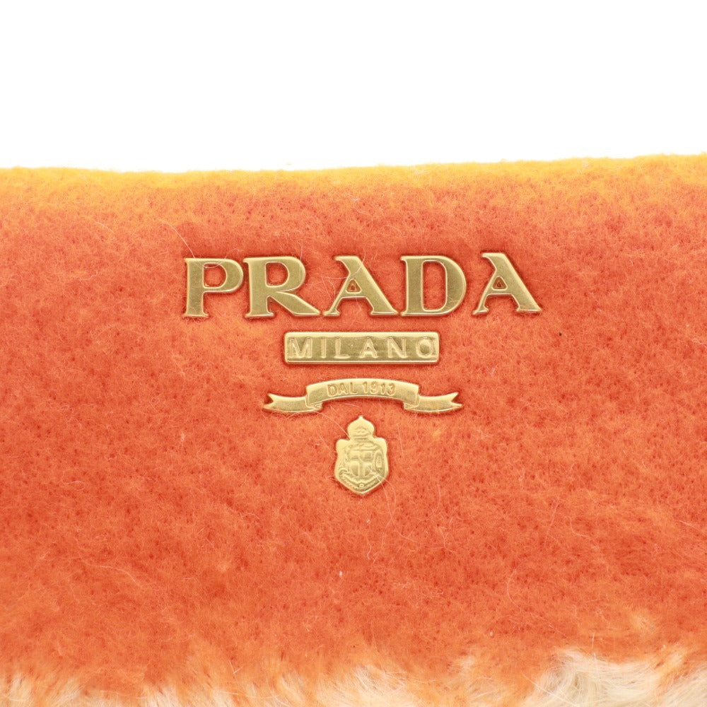 ■ プラダ クラッチバッグ 鞄 ファー レディース オレンジ ベージュ 袋付き 未使用