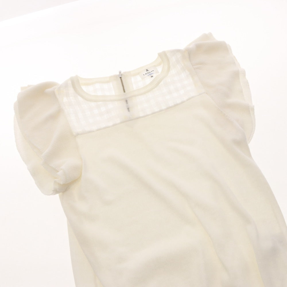 ■ ランバン オン ブルー ニット 半袖 トップス 袖フリル レディース 38 (S～M相当) ホワイト