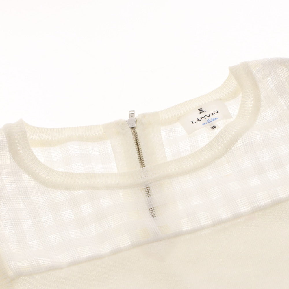 ■ ランバン オン ブルー ニット 半袖 トップス 袖フリル レディース 38 (S～M相当) ホワイト