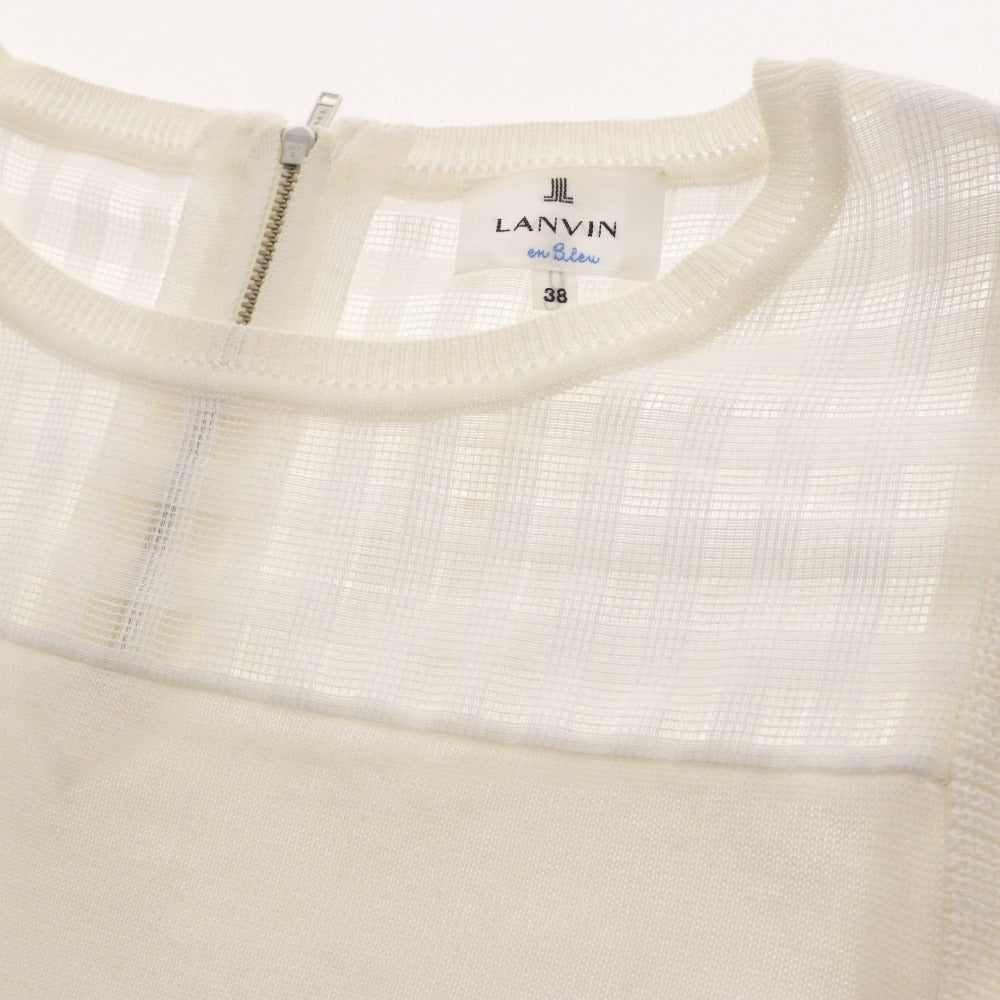 ■ ランバン オン ブルー ニット 半袖 トップス 袖フリル レディース 38 (S～M相当) ホワイト