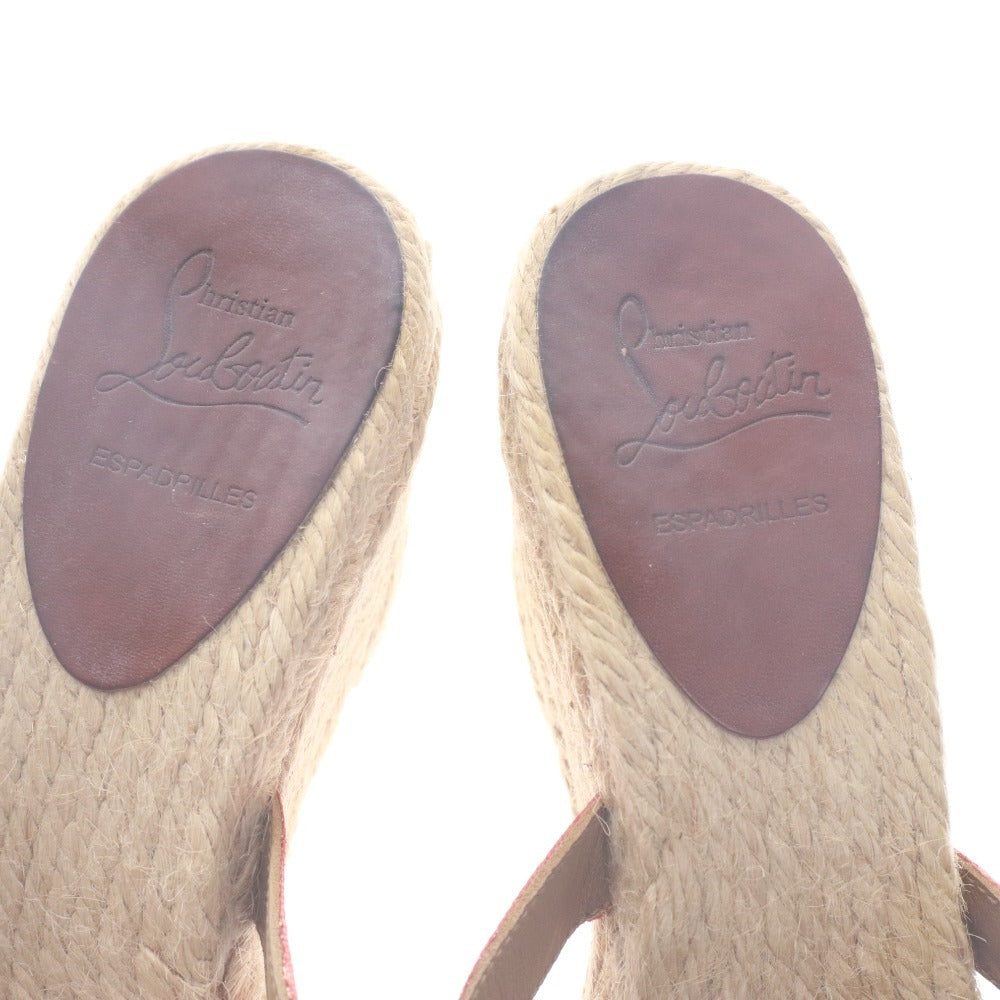 ■ CHRISTIAN LOUBOUTIN クリスチャンルブタン サンダル 靴 リボン ラメ レディース 36(23.0~23.5cm相当) ピンク系 ブロンズ系