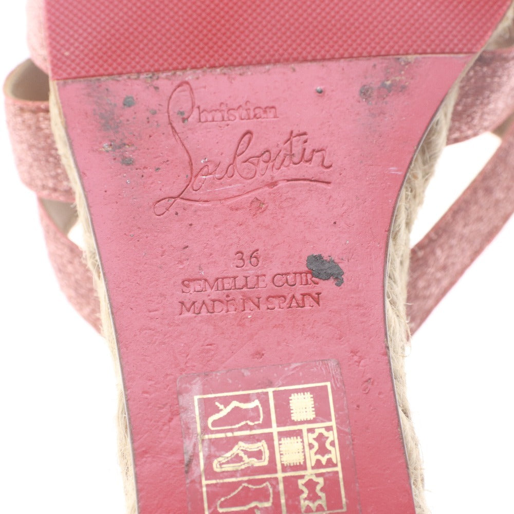 ■ CHRISTIAN LOUBOUTIN クリスチャンルブタン サンダル 靴 リボン ラメ レディース 36(23.0~23.5cm相当) ピンク系 ブロンズ系