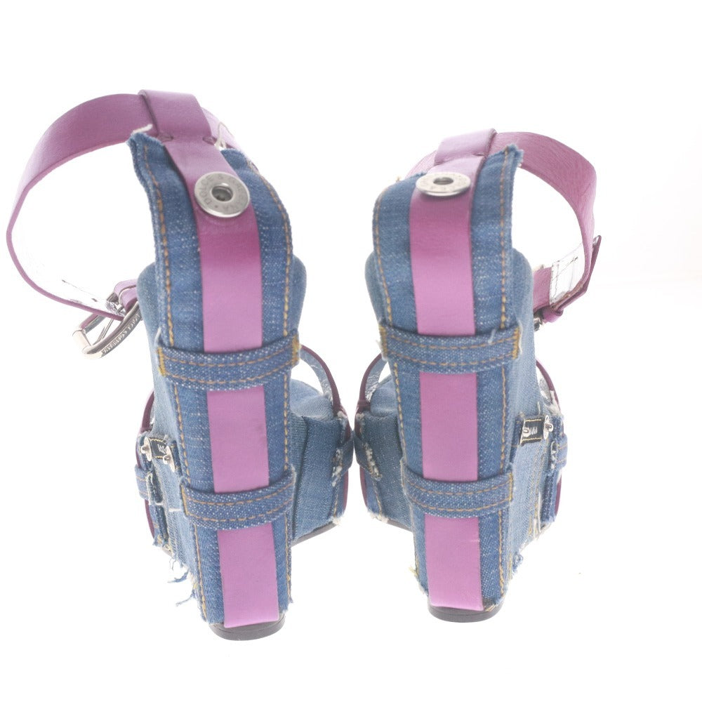 ■ DOLCE＆GABBANA ドルチェ&ガッバーナ サンダル ハイヒール 靴 ベルト レディース 35 1/2(22.5~23.0cm相当) ピンク系 ネイビー系 未使用