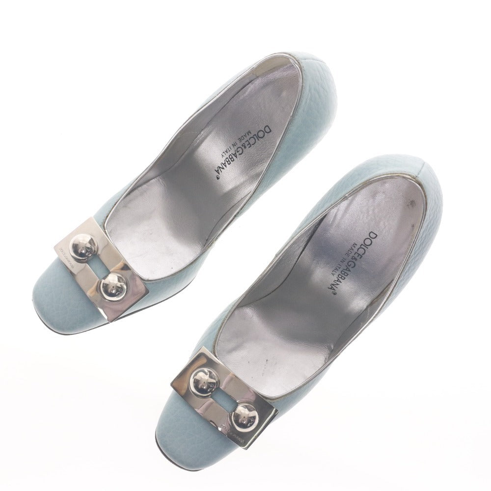 ■ DOLCE＆GABBANA ドルチェ&ガッバーナ パンプス シューズ 靴 シルバー金具 レディース 35 1/2(22.5~23.0cm相当) ライトブルー系
