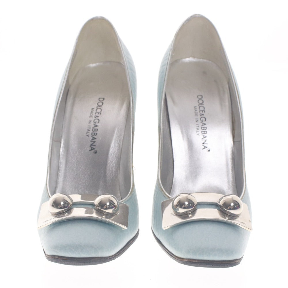 ■ DOLCE＆GABBANA ドルチェ&ガッバーナ パンプス シューズ 靴 シルバー金具 レディース 35 1/2(22.5~23.0cm相当) ライトブルー系