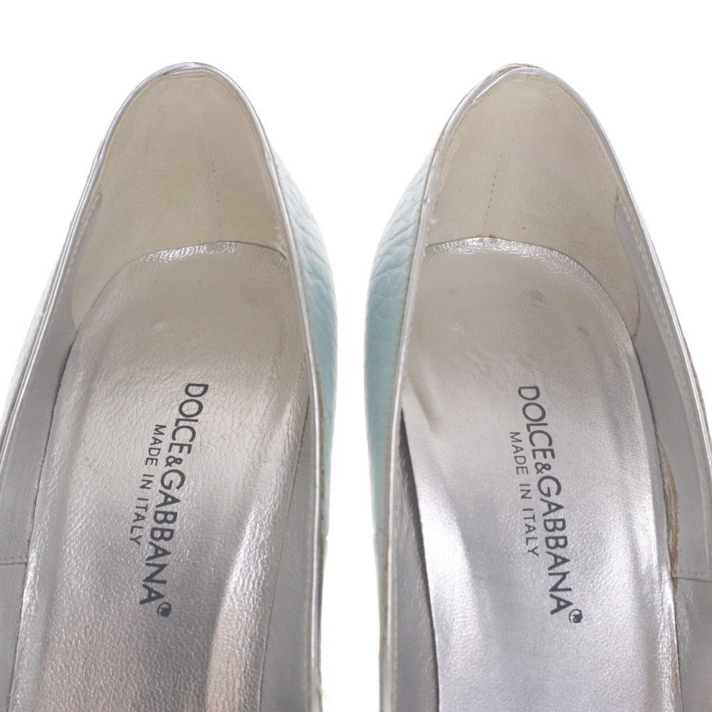 ■ DOLCE＆GABBANA ドルチェ&ガッバーナ パンプス シューズ 靴 シルバー金具 レディース 35 1/2(22.5~23.0cm相当) ライトブルー系