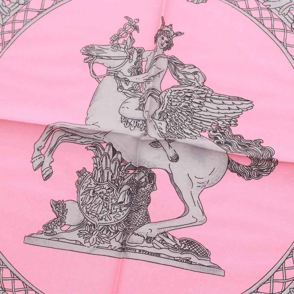 ■ HERMES エルメス スカーフ カレ90 服飾小物 柄 ローズアザレ 馬 シルク レディース 90×90 ピンク系 未使用