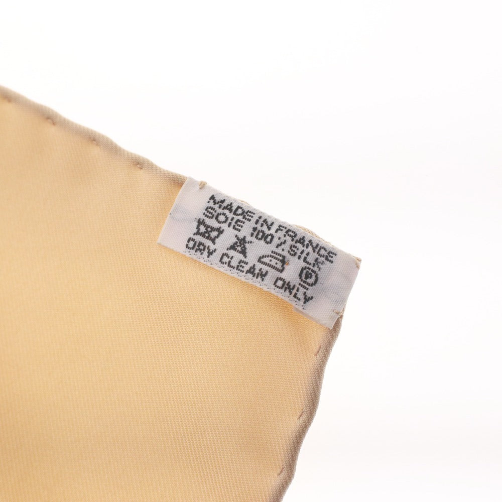 ■ HERMES エルメス スカーフ カレ90 服飾小物 柄 船 天使 シルク レディース 90×90 ベージュ系 未使用