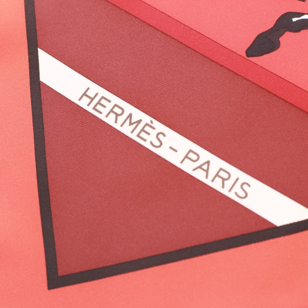 ■ HERMES エルメス スカーフ カレ90 服飾小物 柄 乗馬レース シルク レディース 90×90 レッド ブラック系