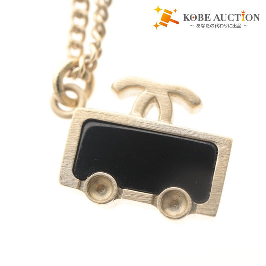 ■ シャネル CHANEL ネックレス クルーズライン 07C 車 乗り物 バス モチーフ ペンダント ヴィンテージ 6g 付属品付き 未使用