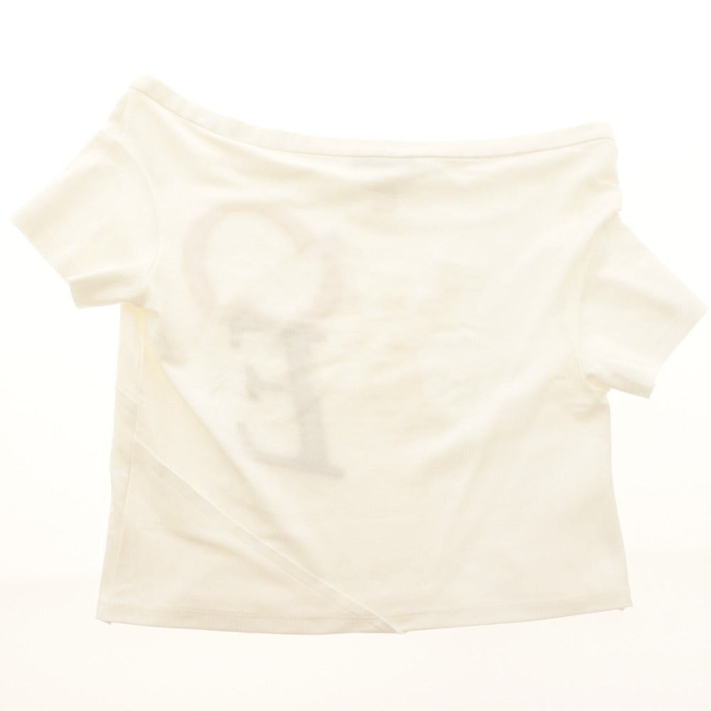 ■ ルイヴィトン LOUIS VUITTON Tシャツ 半袖 トップス オフショルダー ワンショルダー オフショル LOVE 刺繍 レディース M ホワイト系