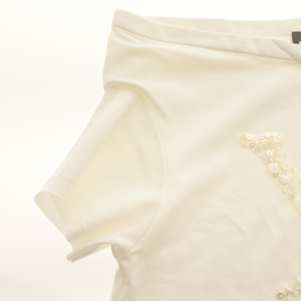 ■ ルイヴィトン LOUIS VUITTON Tシャツ 半袖 トップス オフショルダー ワンショルダー オフショル LOVE 刺繍 レディース M ホワイト系