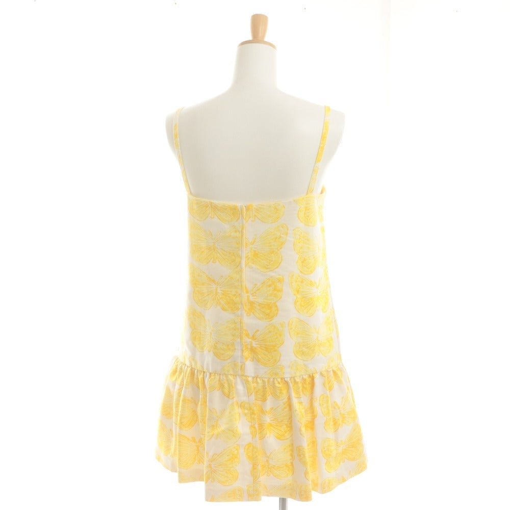 ■ レッドヴァレンティノ RED VALENTINO ミニ丈ワンピース ノースリーブ キャミワンピ 蝶柄 レディース 42 イエロー系
