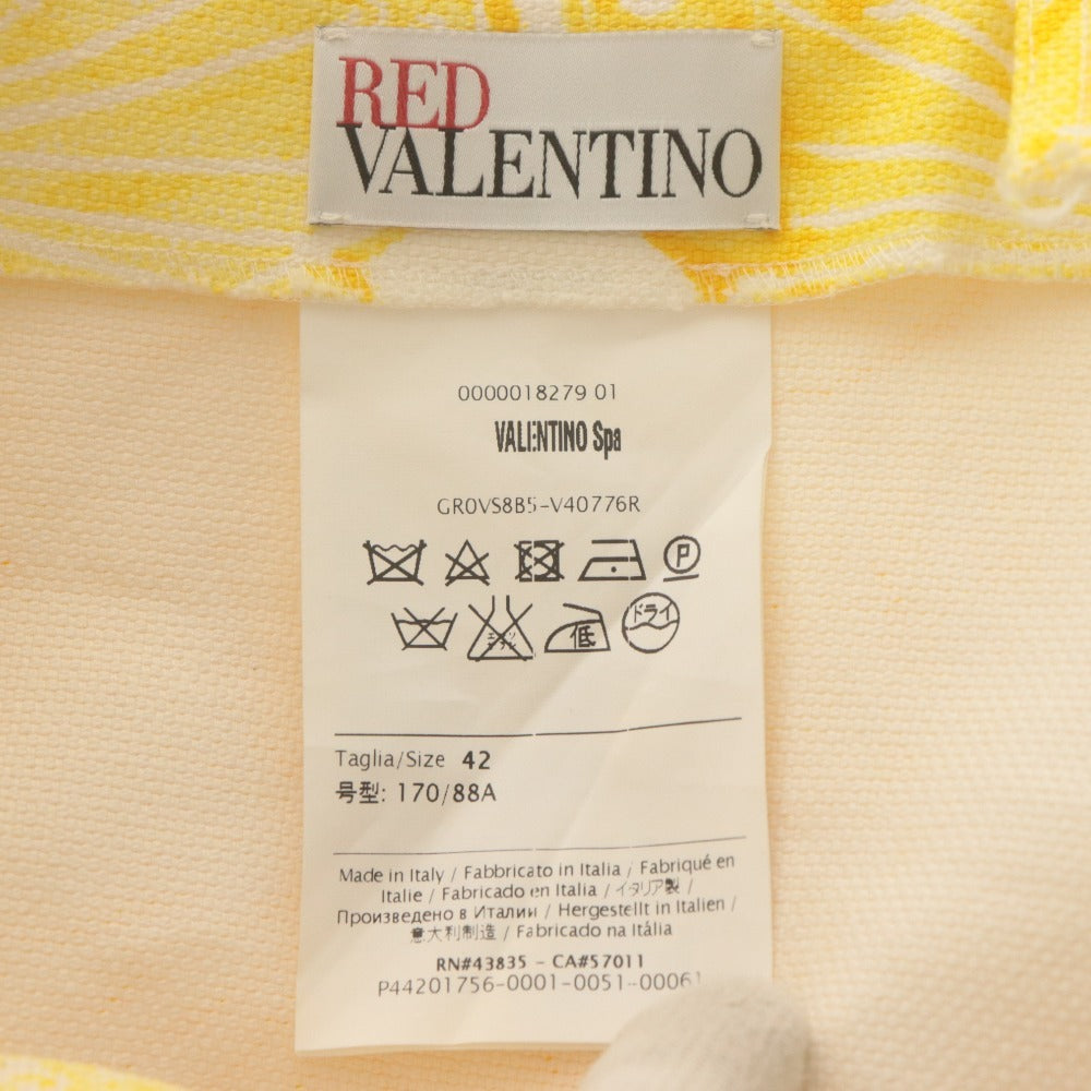 ■ レッドヴァレンティノ RED VALENTINO ミニ丈ワンピース ノースリーブ キャミワンピ 蝶柄 レディース 42 イエロー系