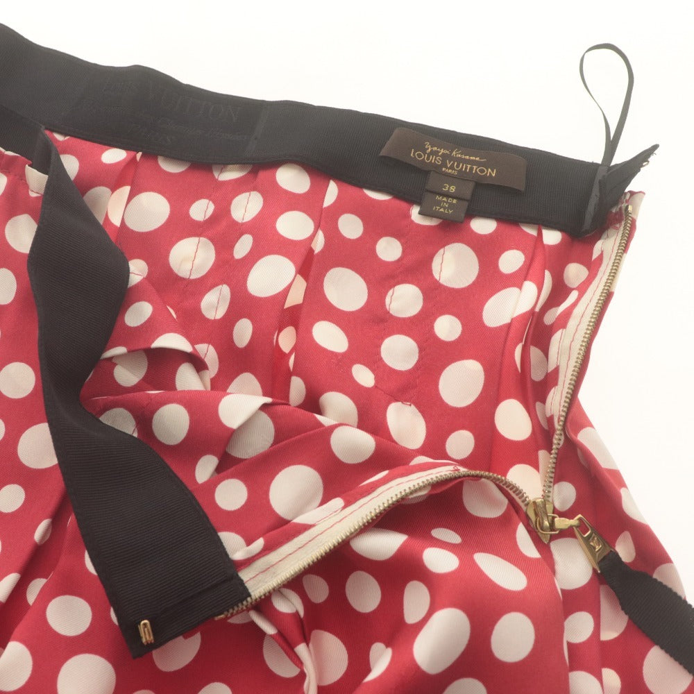■ ルイヴィトン LOUIS VUITTON ミニスカート ボトムス シルク100% 草間彌生 シリーズ ドット柄 レディース 38(160/70A) ブラック レッド