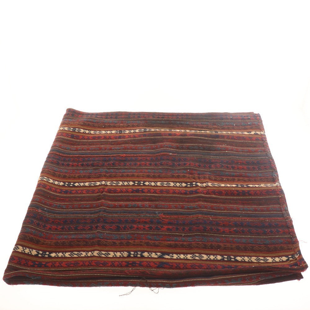 ■ ペルシア手織絨毯 カーペット ラグ キリム ウール100％ ハンドメイド レッド ブラウン ブルー タグ付き 未使用