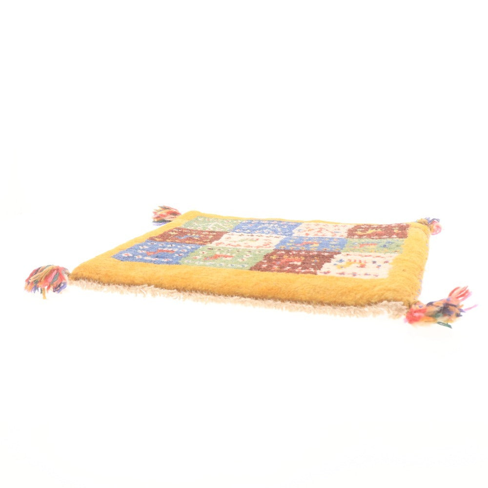 ■ Gabbeh Chair Mat 22-5876, Persian, Natural Wool, Handwoven, Durable, Made in Shiraz, Iran, 37x42cm, Multicolor, Unused