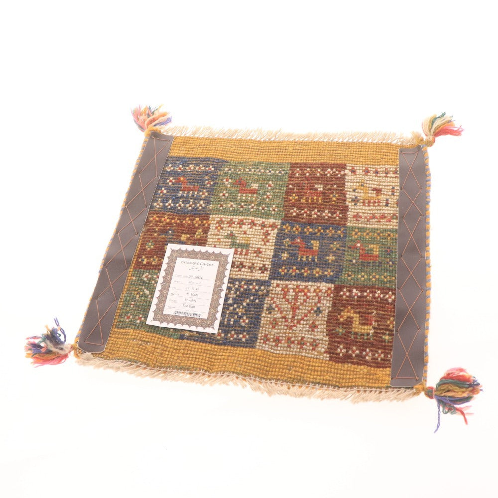 ■ Gabbeh Chair Mat 22-5876, Persian, Natural Wool, Handwoven, Durable, Made in Shiraz, Iran, 37x42cm, Multicolor, Unused
