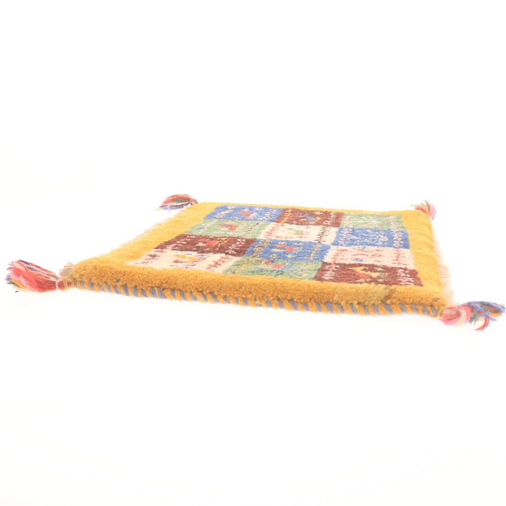 ■ Gabbeh Chair Mat 22-5876, Persian, Natural Wool, Handwoven, Durable, Made in Shiraz, Iran, 37x42cm, Multicolor, Unused