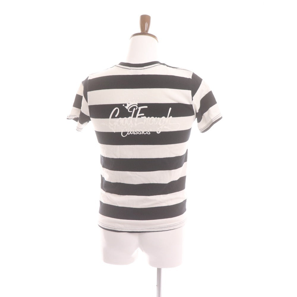 ■ グッドイナフ Tシャツ 半袖 トップス GOODENOUGH カットソー ボーダー バッグプリント メンズ ブラックホワイト