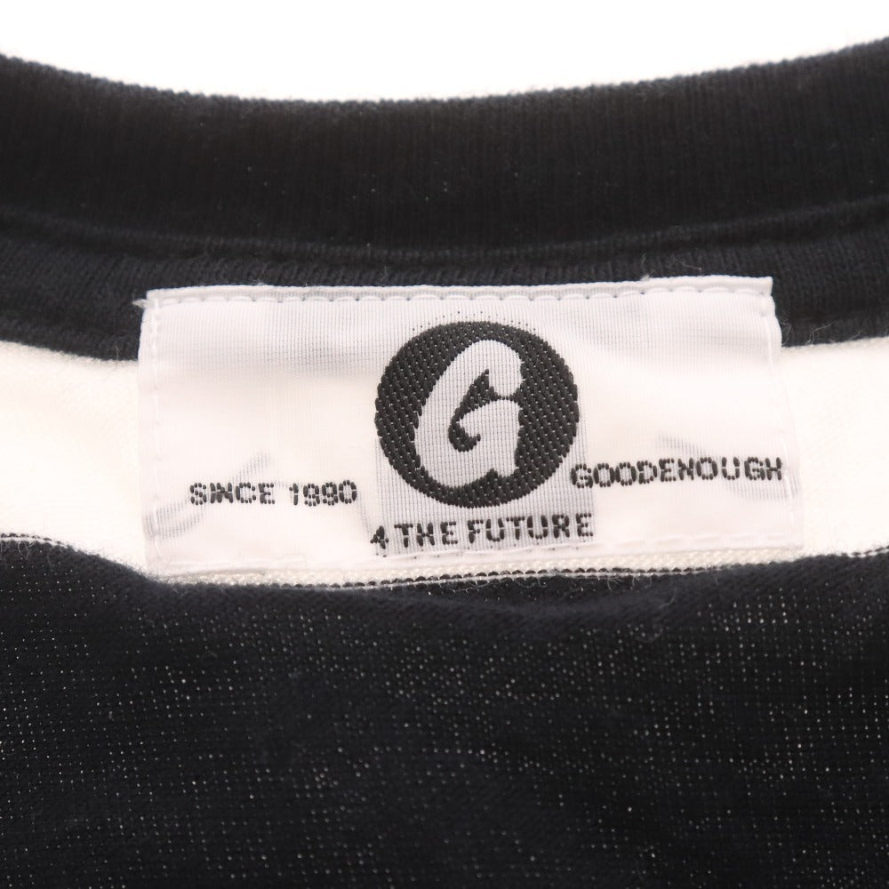 ■ グッドイナフ Tシャツ 半袖 トップス GOODENOUGH カットソー ボーダー バッグプリント メンズ ブラックホワイト