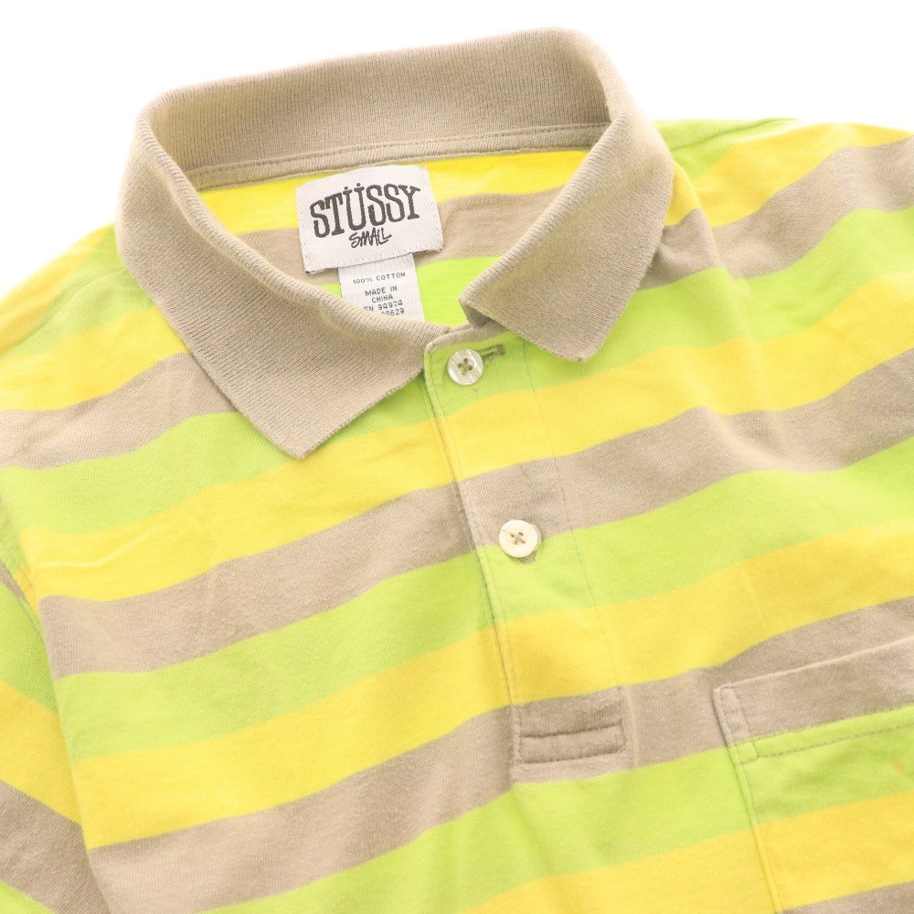 ■ STUSSY ステューシー ポロシャツ 半袖 トップス カットソー ボーダー コットン100% メンズ S マルチカラーカットソー
