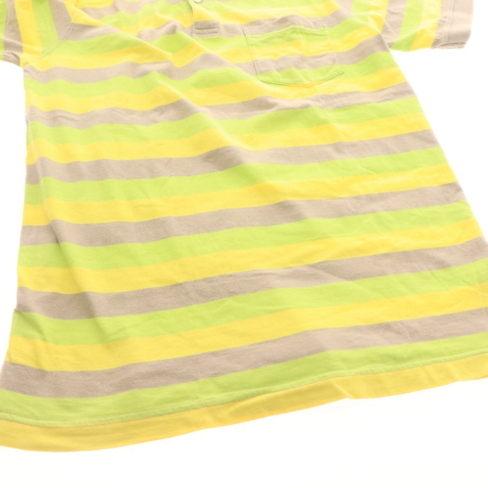 ■ STUSSY ステューシー ポロシャツ 半袖 トップス カットソー ボーダー コットン100% メンズ S マルチカラーカットソー