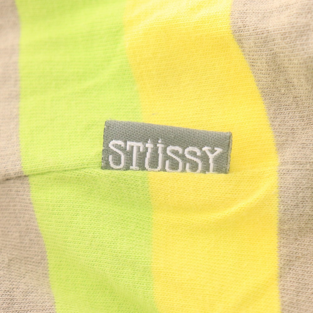 ■ STUSSY ステューシー ポロシャツ 半袖 トップス カットソー ボーダー コットン100% メンズ S マルチカラーカットソー