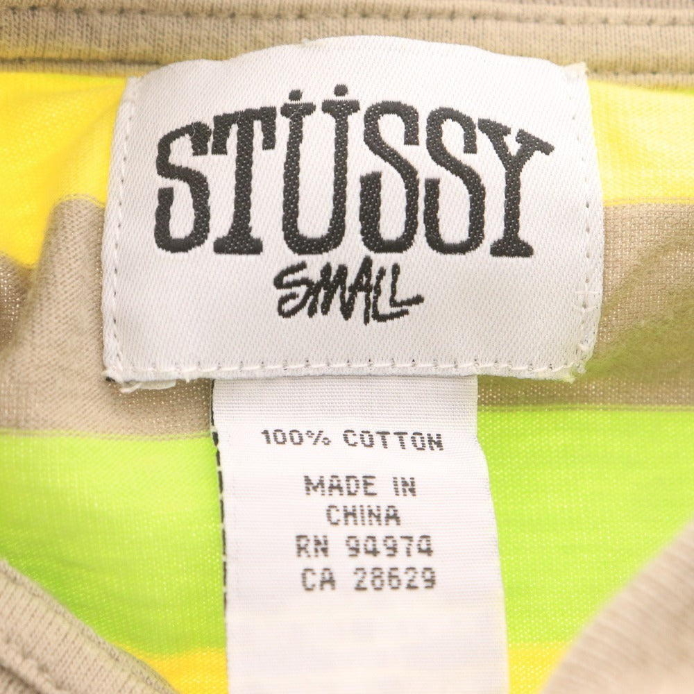 ■ STUSSY ステューシー ポロシャツ 半袖 トップス カットソー ボーダー コットン100% メンズ S マルチカラーカットソー