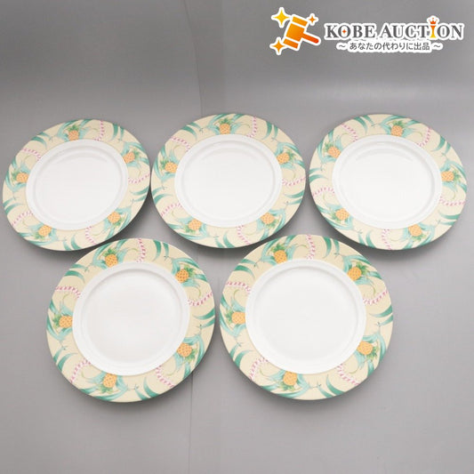 ■ ジャン・ルイ・コケ ディナープレート 5枚セット まとめ売り リモージュ アンディエンヌ パイナップル ボタニカル 28cm 洋食器