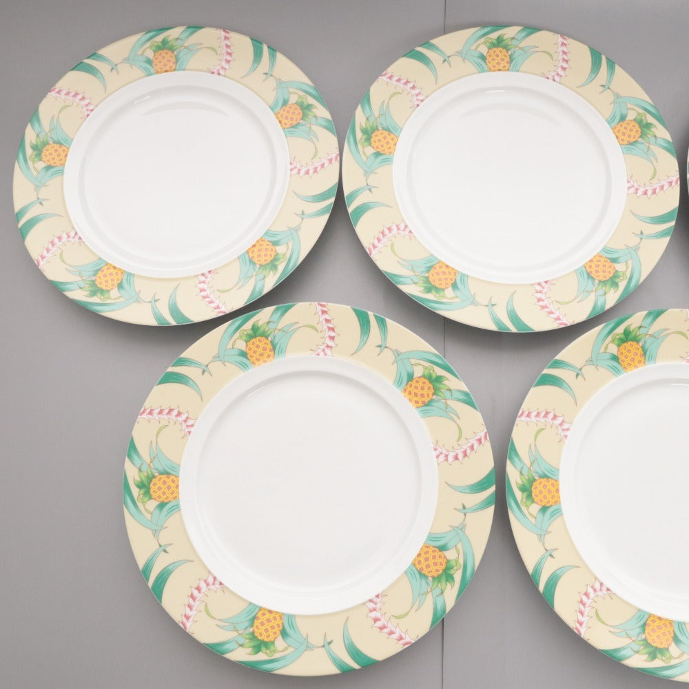 ■ ジャン・ルイ・コケ ディナープレート 5枚セット まとめ売り リモージュ アンディエンヌ パイナップル ボタニカル 28cm 洋食器