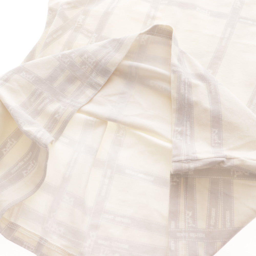 ■ エルメス Tシャツ カットソー 半袖 トップス リボン柄 コットン混 レディース M アイボリー