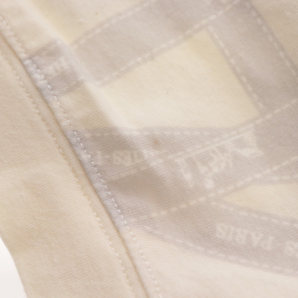 ■ エルメス Tシャツ カットソー 半袖 トップス リボン柄 コットン混 レディース M アイボリー