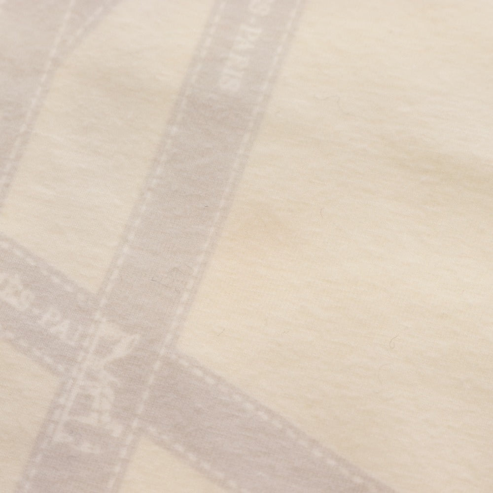 ■ エルメス Tシャツ カットソー 半袖 トップス リボン柄 コットン混 レディース M アイボリー