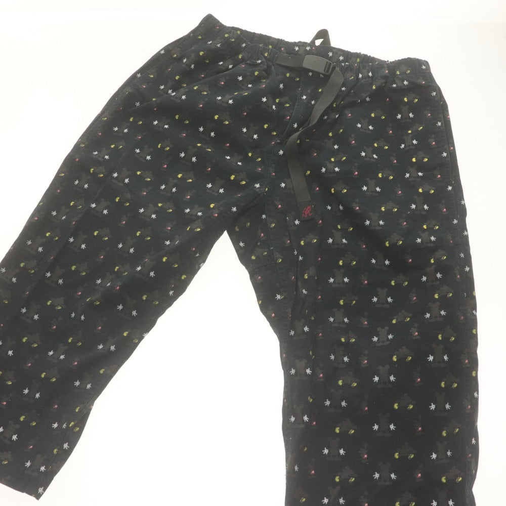 ■ GRAMICCI グラミチ Disney ディズニー クロップドパンツ 七分丈 ボトムス コラボ 総柄 ミッキー柄 メンズ XL ネイビー