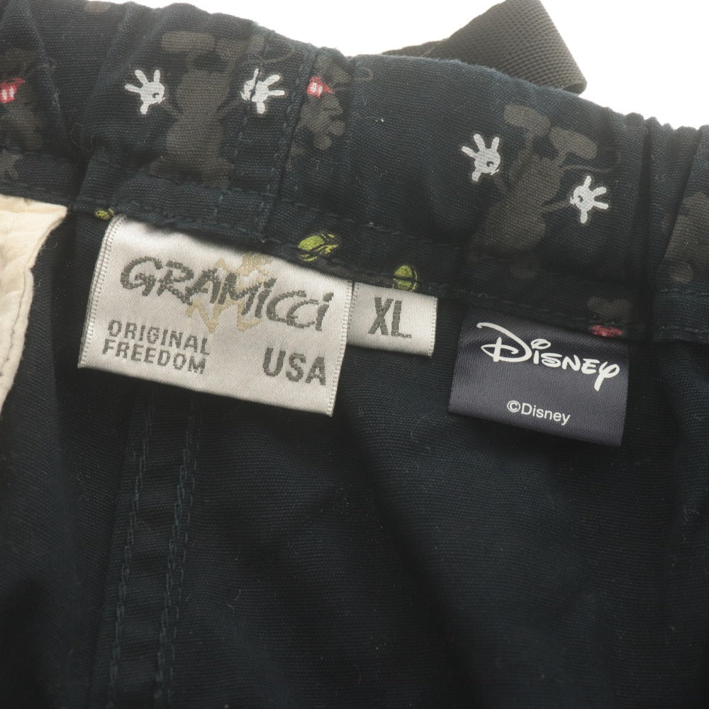■ GRAMICCI グラミチ Disney ディズニー クロップドパンツ 七分丈 ボトムス コラボ 総柄 ミッキー柄 メンズ XL ネイビー