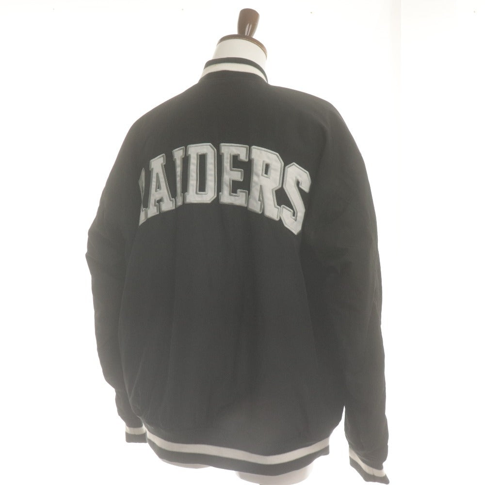 ■ NFL RAIDERS×GU スタジャン ブルゾン 長袖 アウター コラボ ワッペン 刺繍 メンズ XL ブラック