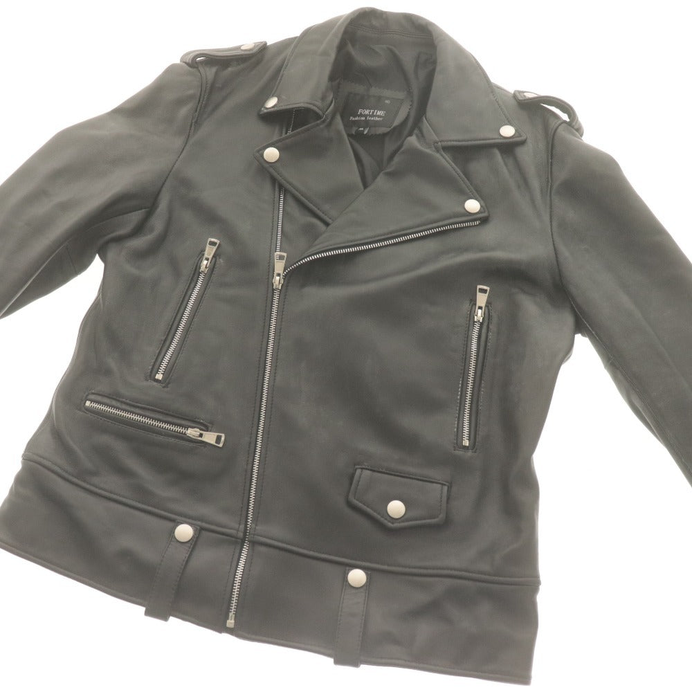 ■ FORTIME フォータイム ライダースジャケット 長袖 アウター レザー メンズ XL ブラック
