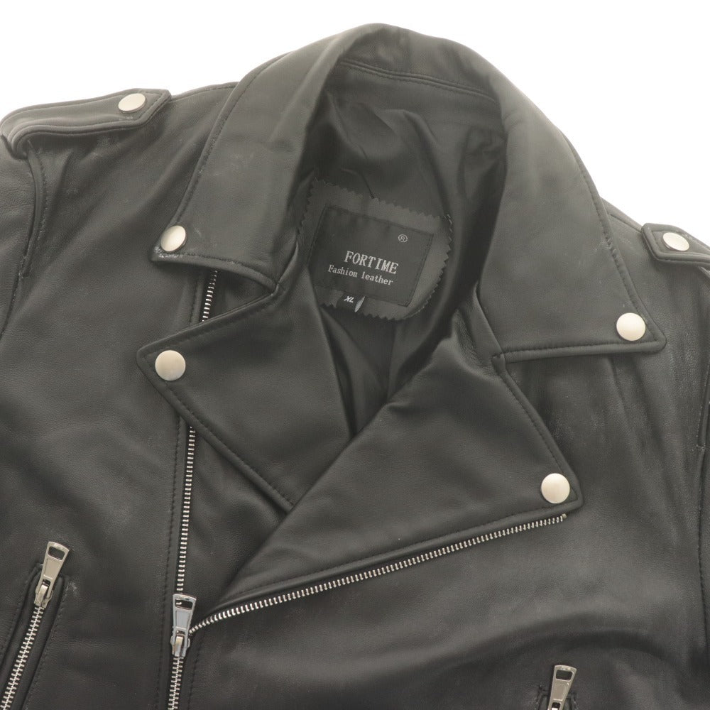 ■ FORTIME フォータイム ライダースジャケット 長袖 アウター レザー メンズ XL ブラック
