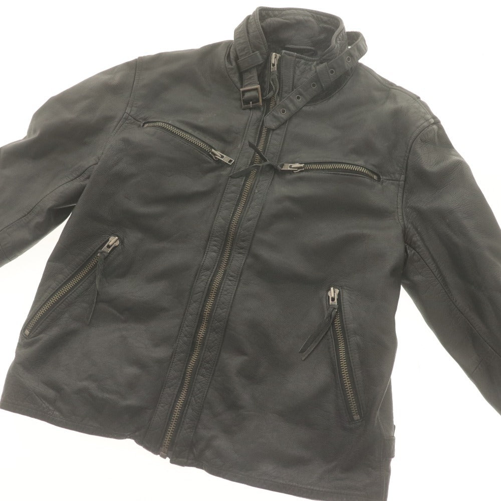 ■ Liugoo Leathers リューグーレザーズ ライダースジャケット 長袖 アウター レザー 馬革 メンズ 3L ブラック