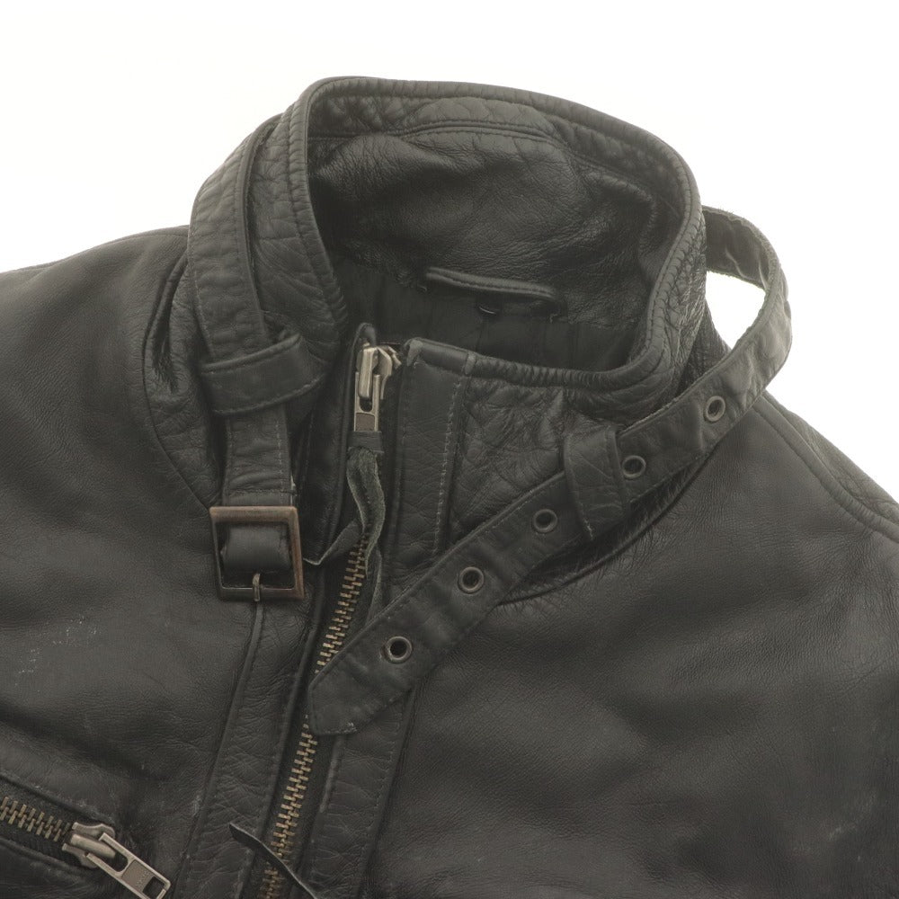 ■ Liugoo Leathers リューグーレザーズ ライダースジャケット 長袖 アウター レザー 馬革 メンズ 3L ブラック