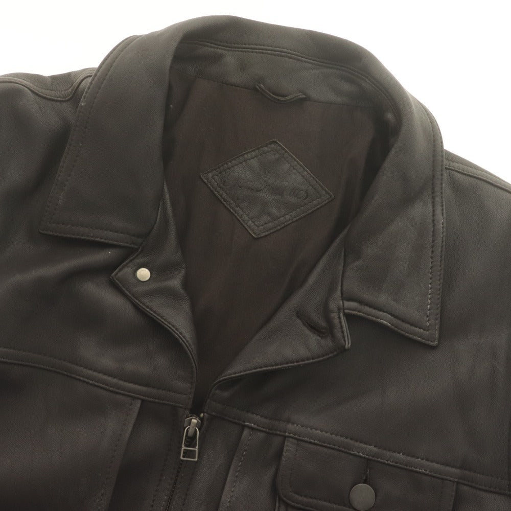 ■ House of Blues ハウスオブブルース ライダースジャケット 長袖 アウター ラムレザー 羊革 メンズ 4 （XLサイズ相当）ダークブラウン系