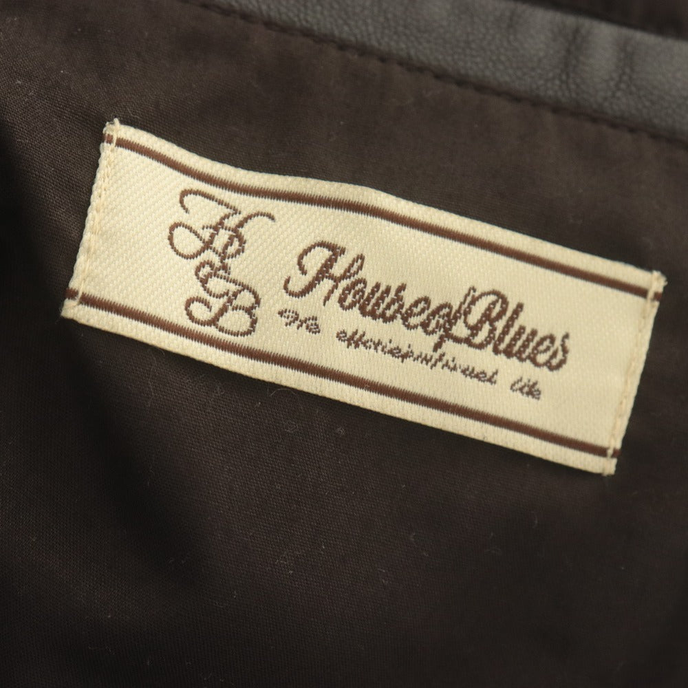 ■ House of Blues ハウスオブブルース ライダースジャケット 長袖 アウター ラムレザー 羊革 メンズ 4 （XLサイズ相当）ダークブラウン系