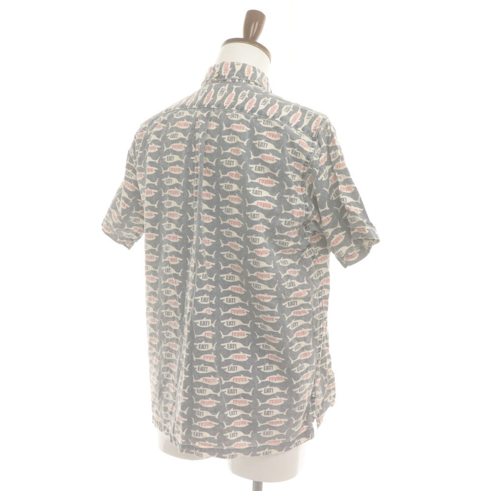 ■ reyn spooner レインスプーナー アロハシャツ 半袖 トップス 総柄 魚柄 ボタンダウン ヴィンテージ メンズ S ブルーグレー系