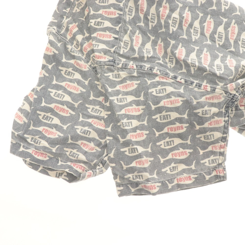 ■ reyn spooner レインスプーナー アロハシャツ 半袖 トップス 総柄 魚柄 ボタンダウン ヴィンテージ メンズ S ブルーグレー系