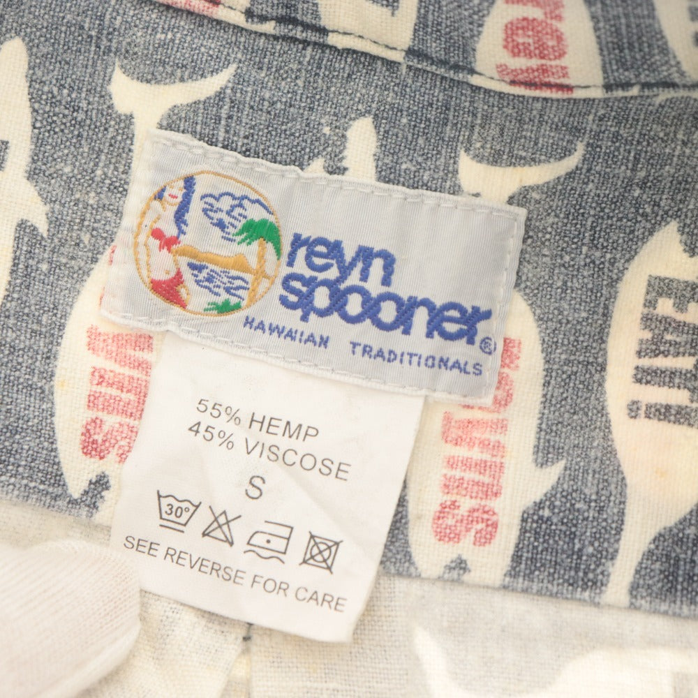 ■ reyn spooner レインスプーナー アロハシャツ 半袖 トップス 総柄 魚柄 ボタンダウン ヴィンテージ メンズ S ブルーグレー系