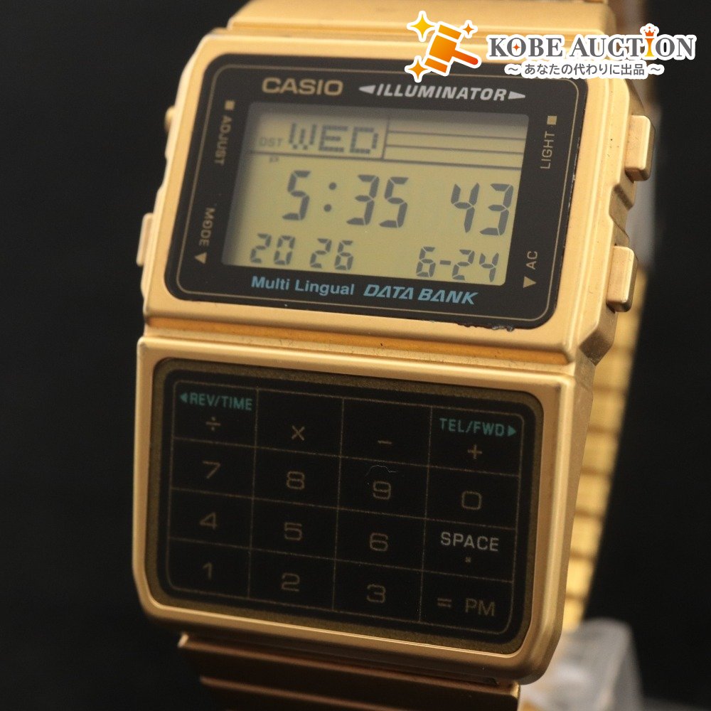 ■ CASIO カシオ デジタル腕時計 データバンク 海外モデル チープカシオ DBC-611G メンズ レディース ゴールド付属品付き 動作確認済み