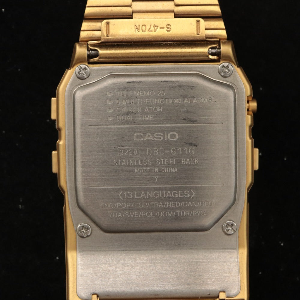 ■ CASIO カシオ デジタル腕時計 データバンク 海外モデル チープカシオ DBC-611G メンズ レディース ゴールド付属品付き 動作確認済み