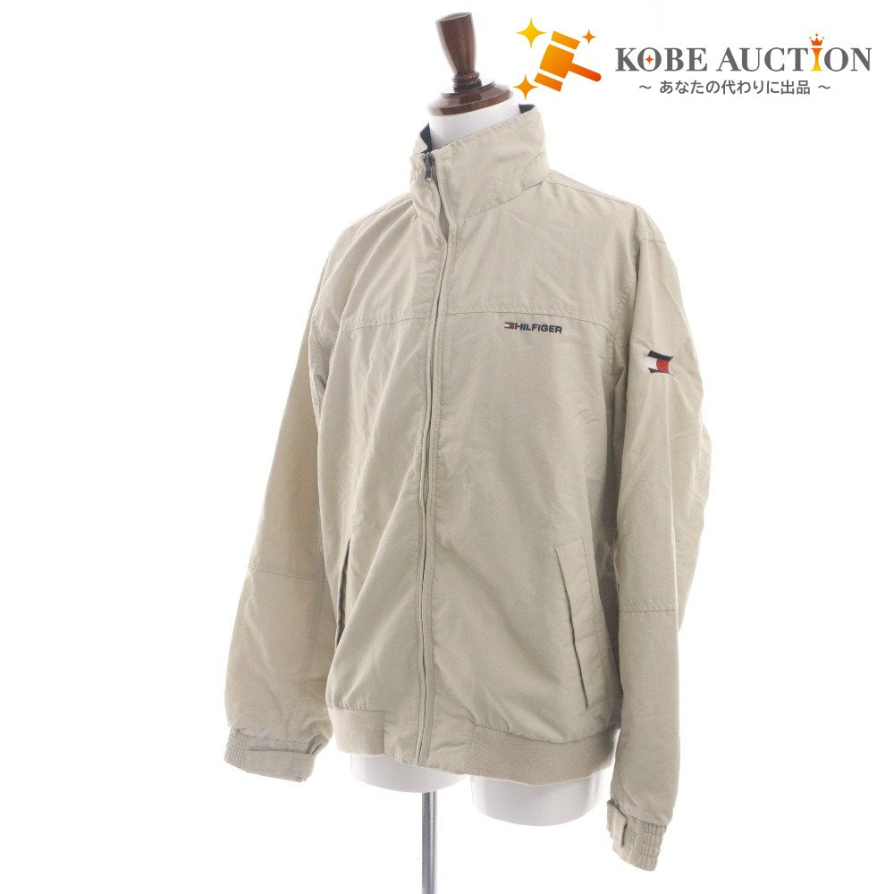 ■ TOMMY HILFIGER ナイロンジャケット 長袖 アウター セーリング ウインドブレーカー フード収納式 メンズ L ベージュ系