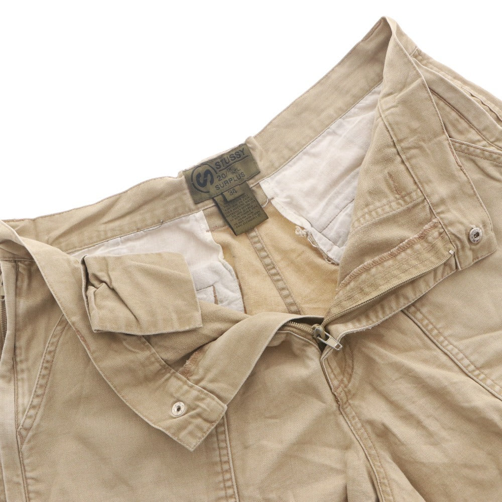 ■ STUSSY SURPLUS ステューシー サープラス ワーク ショートパンツ ボトムス 無地 メンズ 34 (XL相当) ベージュ系